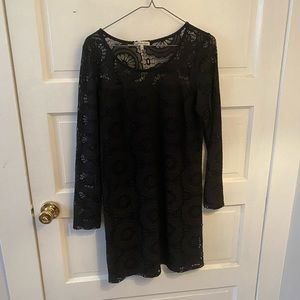 Charlotte Russe L black lace long sleeve dress